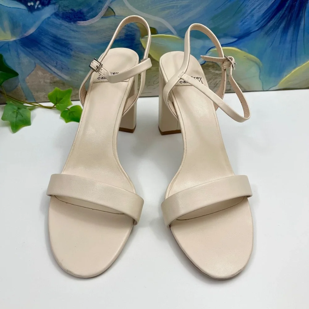 New JEFFREY CAMPBELL GO-THERE‎ BLOCK HEEL SANDAL in Ivory Size 9